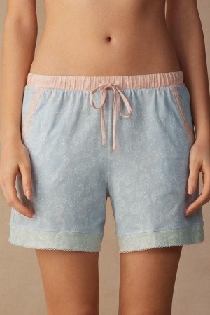 Piżama Intimissimi Romantic Cashmere Bawełniane Shorts Damskie Głęboka Niebieskie | PL4086PQ