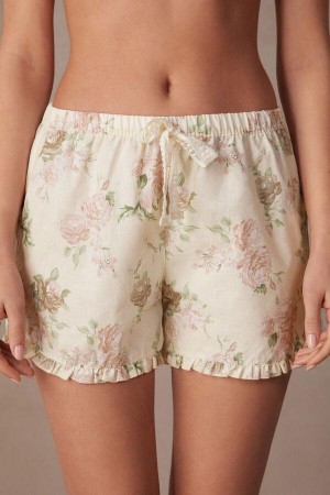 Piżama Intimissimi Scent of Roses Bawełniane Cloth Shorts Damskie Kolorowe Białe | PL4085AP