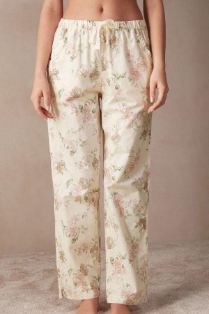 Piżama Intimissimi Scent of Roses Full Length Bawełniane Cloth Pants Damskie Kolorowe Białe | PL4025KI
