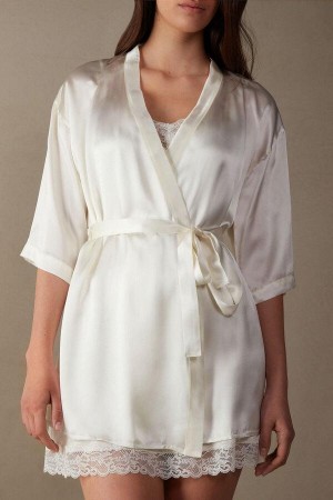 Piżama Intimissimi Silk Kimono Damskie Białe | PL3846GL