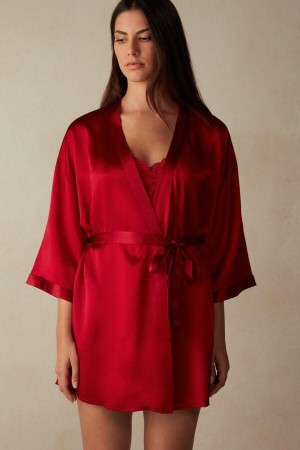 Piżama Intimissimi Silk Kimono Damskie Czerwone | PL3845HK