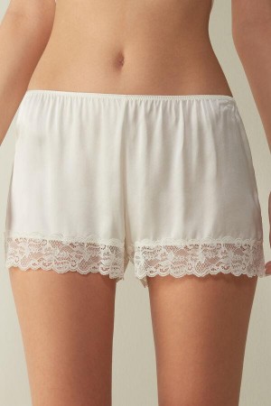 Piżama Intimissimi Silk Shorts Damskie Białe | PL4052PQ
