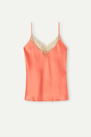 Podkoszulka Intimissimi Candy Colors Silk Damskie Koralowe Czerwone | PL4279BC