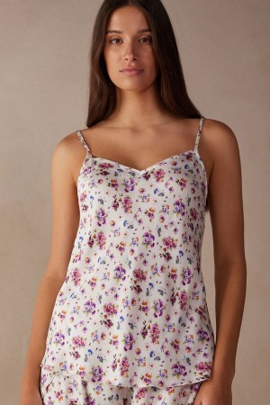 Podkoszulka Intimissimi Dreaming of Spring Satin Damskie Białe | PL4305NB