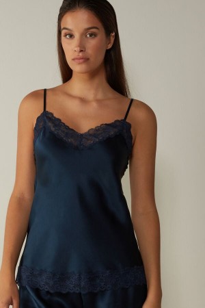 Podkoszulka Intimissimi Koronkowe and Silk Damskie Niebieskie | PL4367FM