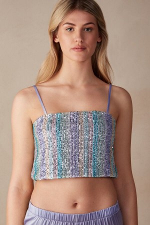 Podkoszulka Intimissimi Miami Nights Sequin Crop Damskie Kolorowe | PL4296IS