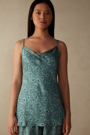 Podkoszulka Intimissimi Prairie Bouquet Satin Viscose Damskie Zielone | PL4334XF