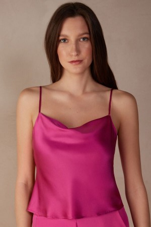 Podkoszulka Intimissimi Silk Crop Camisole Damskie Różowe | PL4300RW