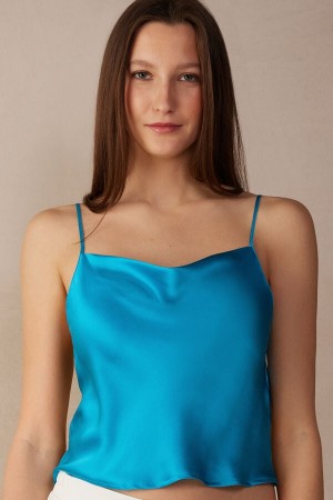 Podkoszulka Intimissimi Silk Crop Camisole Damskie Turkusowe | PL4299TV