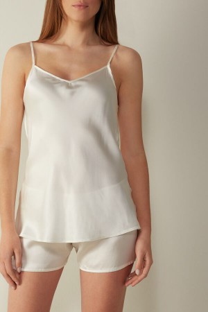 Podkoszulka Intimissimi Silk Satin with V-neckline Damskie Białe | PL4351TV