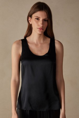 Podkoszulka Intimissimi Silk and Modal Damskie Czarne | PL4340HK