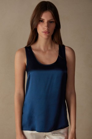 Podkoszulka Intimissimi Silk and Modal Damskie Niebieskie | PL4339HK