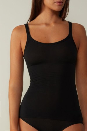 Podkoszulka Intimissimi Ultralight Supima® Bawełniane Damskie Czarne | PL4359GL