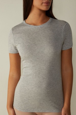 Short Sleeve Intimissimi T-shirt in Ultrafresh Supima® Bawełniane Damskie Głęboka Szare | PL4213SO