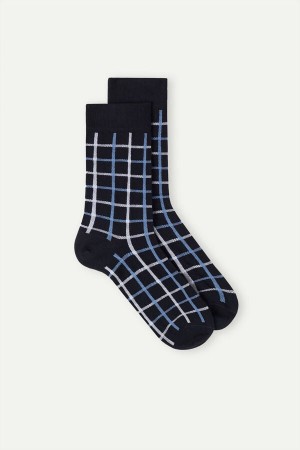 Skarpetki Intimissimi Krótkie in Patterned Bawełniane Męskie Ciemny Niebieskie | PL3215PQ