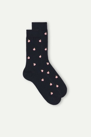 Skarpetki Intimissimi Krótkie in Patterned Bawełniane Męskie Ciemny Niebieskie | PL3213SO
