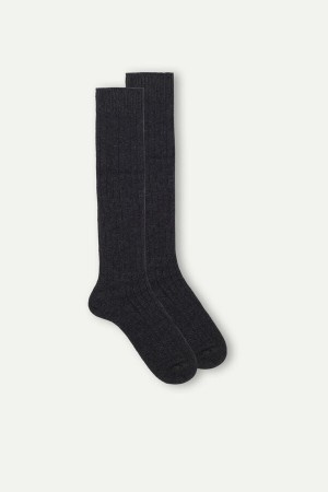 Skarpetki Intimissimi Long Żebrowany in Cashmere and Wełna Męskie Ciemny Szare | PL3278MA