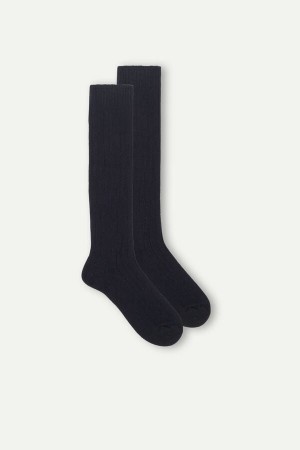 Skarpetki Intimissimi Long Żebrowany in Cashmere and Wełna Męskie Niebieskie | PL3276WY