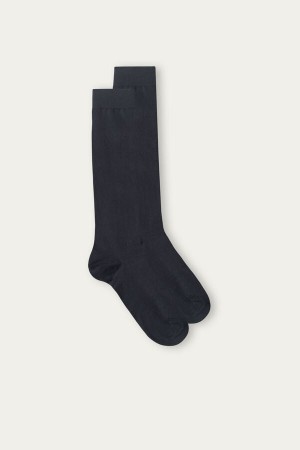 Skarpetki Intimissimi Long in Stretch Supima® Bawełniane Męskie Ciemny Szare | PL3279NB