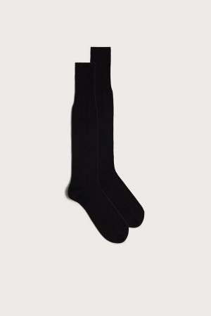 Skarpetki Intimissimi Wysokie Cashmere-Silk-Bawełniane Blend Męskie Czarne | PL3284SO