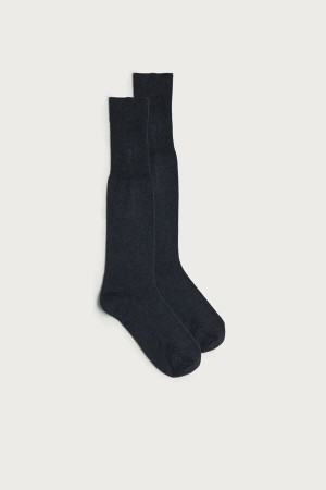 Skarpetki Intimissimi Wysokie Warm Bawełniane Męskie Ciemny Szare | PL3285AP