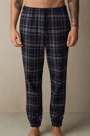 Spodnie Intimissimi Check Tricot Full Length Męskie Jasny Szare Niebieskie | PL3083MA