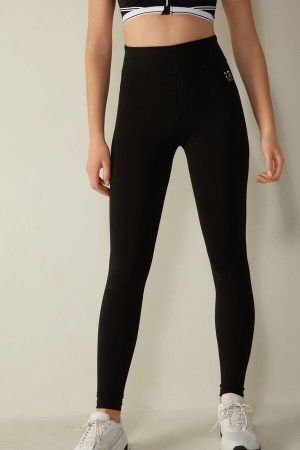 Spodnie Intimissimi In Action in Organic Stretch Bawełniane Damskie Czarne | PL4270UT