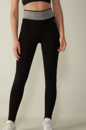 Spodnie Intimissimi In Action in Organic Stretch Bawełniane Damskie Czarne Szare | PL4268OR
