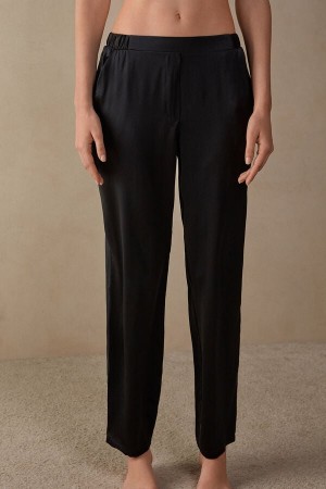 Spodnie Intimissimi Prosty Silk Damskie Czarne | PL4264DN