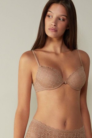 Staniki Intimissimi Bellissima Push-up in Koronkowe Damskie Beżowe | PL4742EX