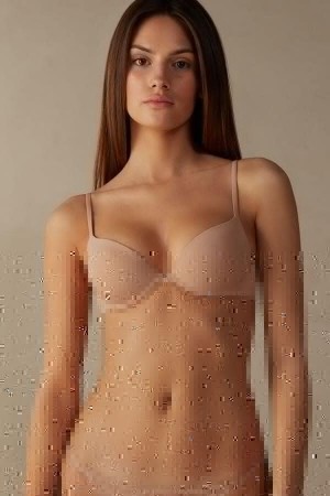 Staniki Intimissimi Bellissima Push-up in Microfiber Damskie Beżowe | PL4709AP